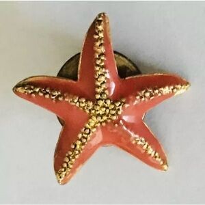 Starfish Red and Gold Colored Sea Creature Brooch/Pin.  Preowned.  EUC